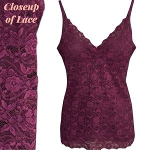 NWT Womens CAMI STRETCH PINK  LACE SLIMMING SOFT COMFORT SLEEVELESS TANk TOP